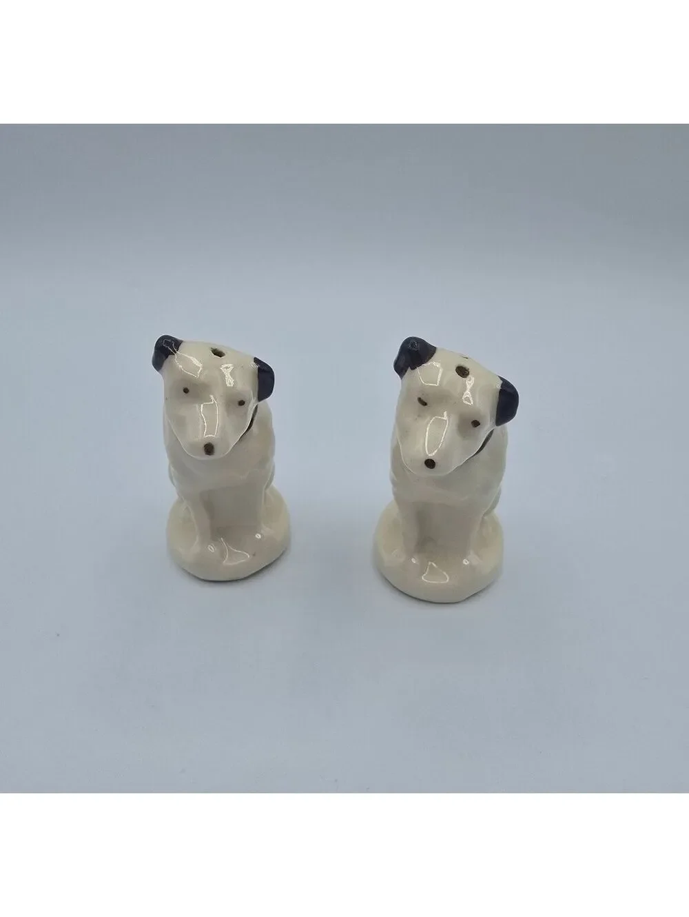 Vintage RCA Victor Nipper Dog Salt Pepper Shakers Ceramic Cork Stoppers